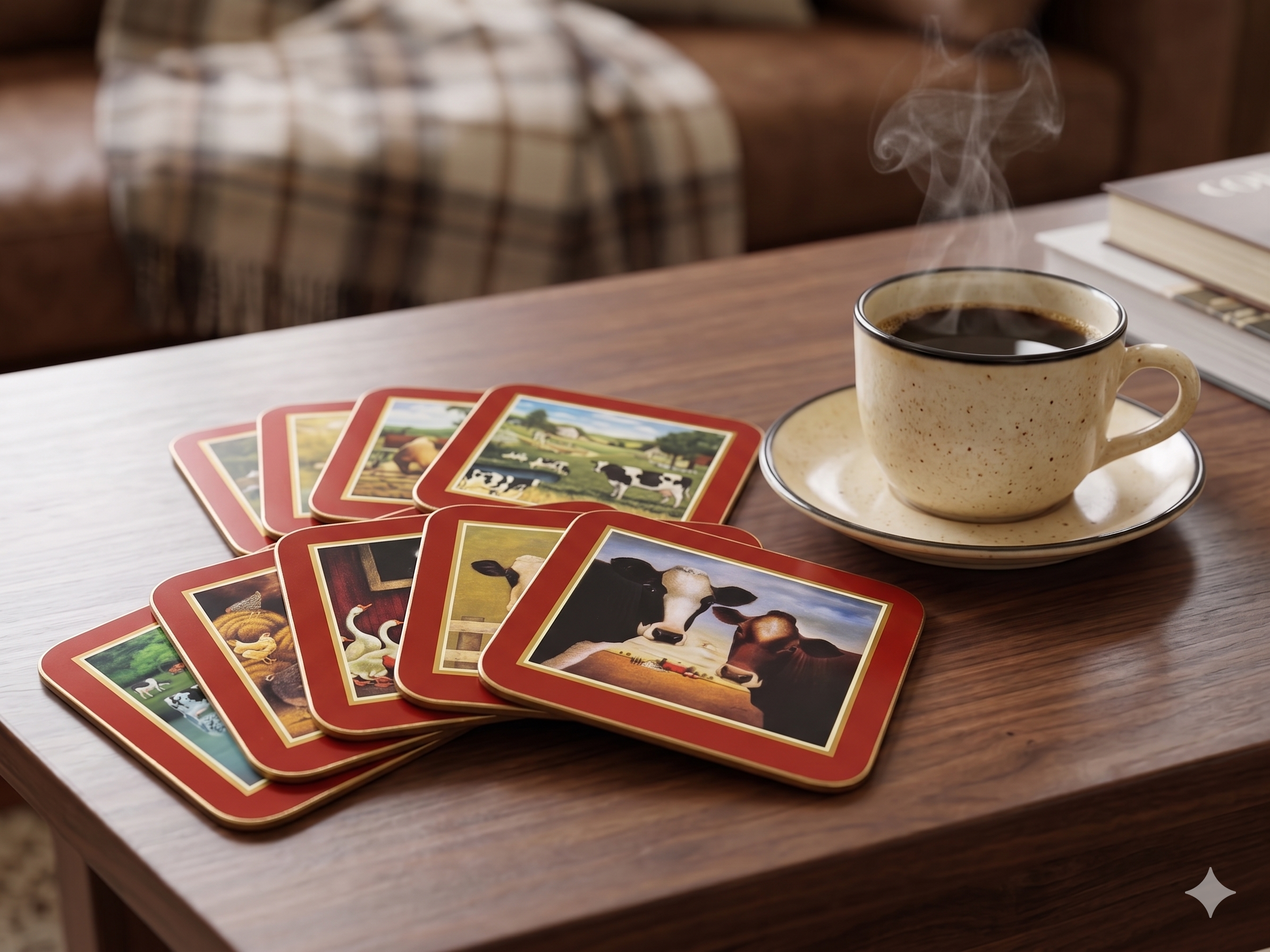 Farmhouse Heritage Coaster Set – Handcrafted Rustic Decor