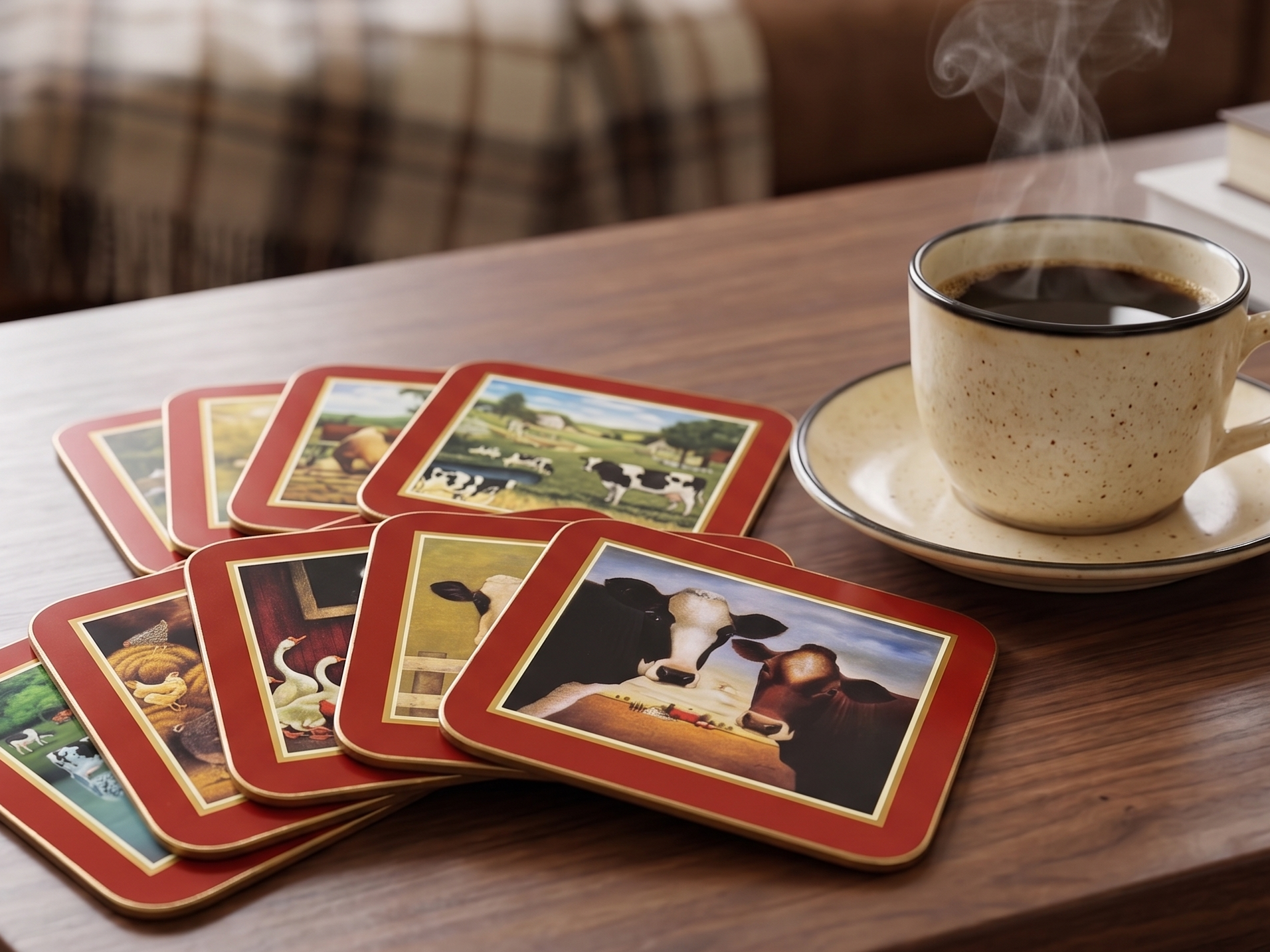 Farmhouse Heritage Coaster Set – Handcrafted Rustic Decor