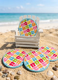 Tropical Flip Flop Coaster Set with Miniature Adirondack Chair Display