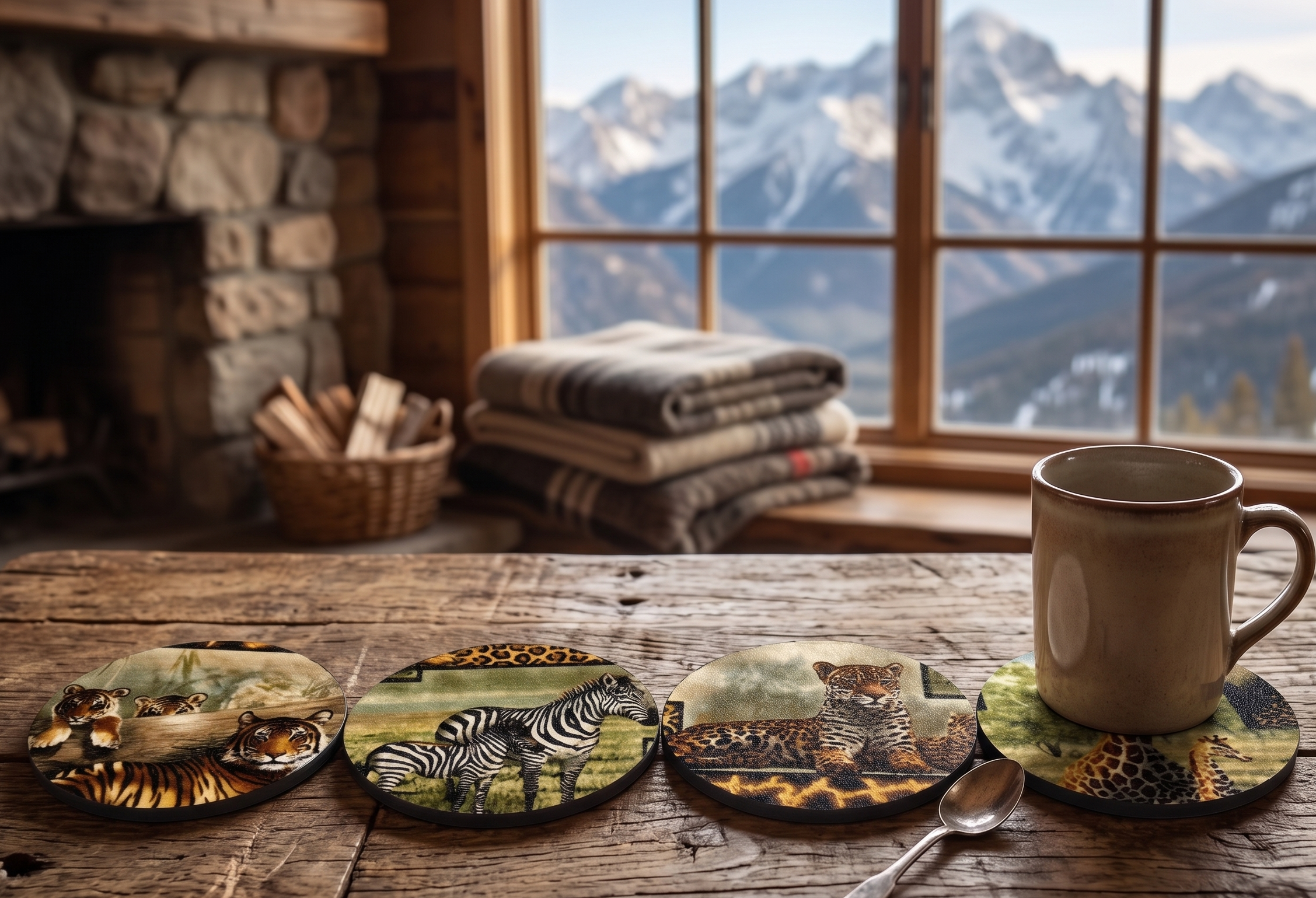 Wild Elegance: Safari Wildlife Coaster Set
