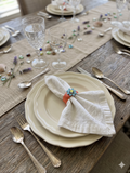 The Meadowside Floral Napkin Rings in Sun-Kissed Orange & Aqua - 6 Piece Set